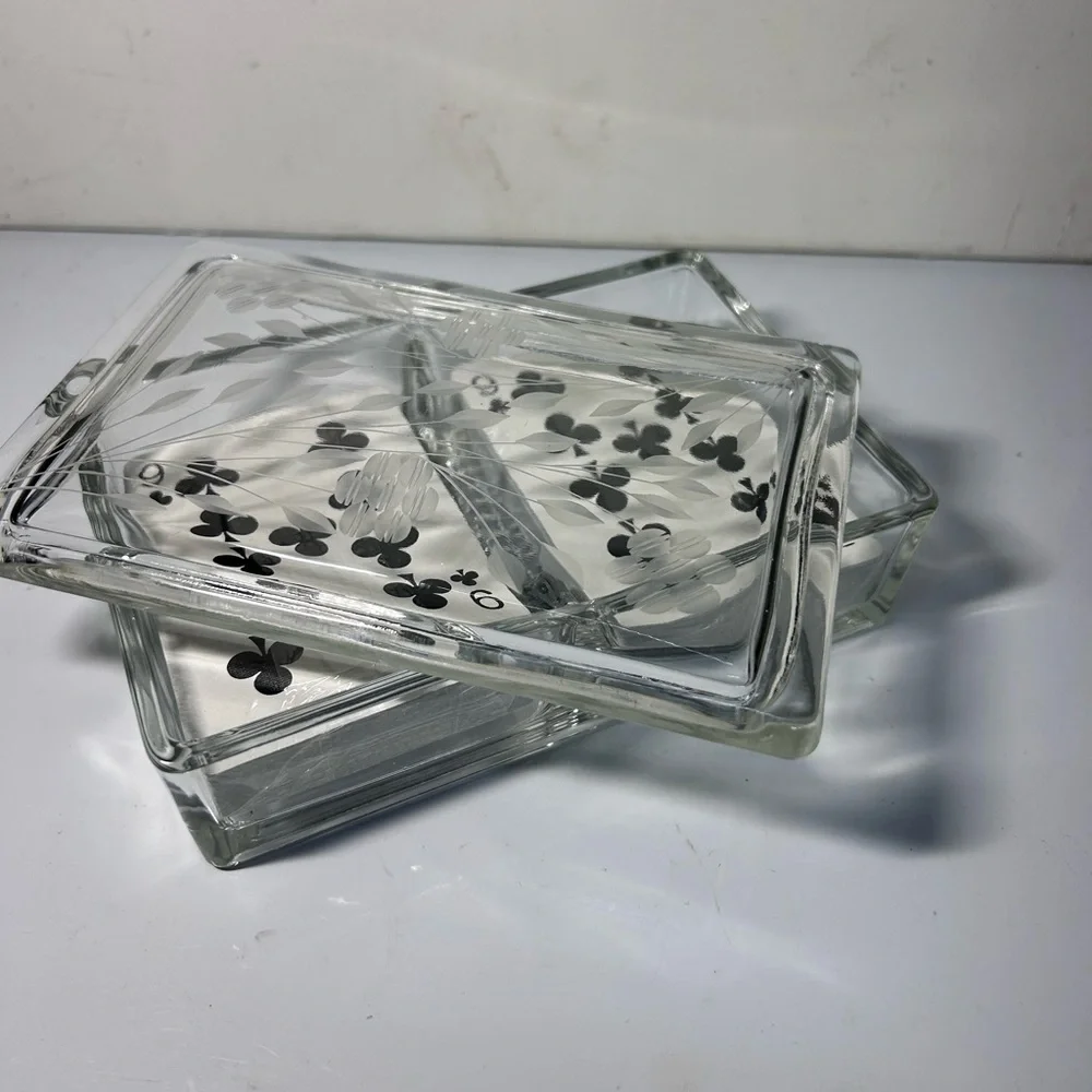 Vintage etched Crystal card holder